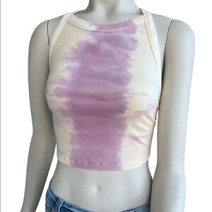 Young Fabulous and Broke Ribbed Tie Dye Cropped Tank Top with Open Back